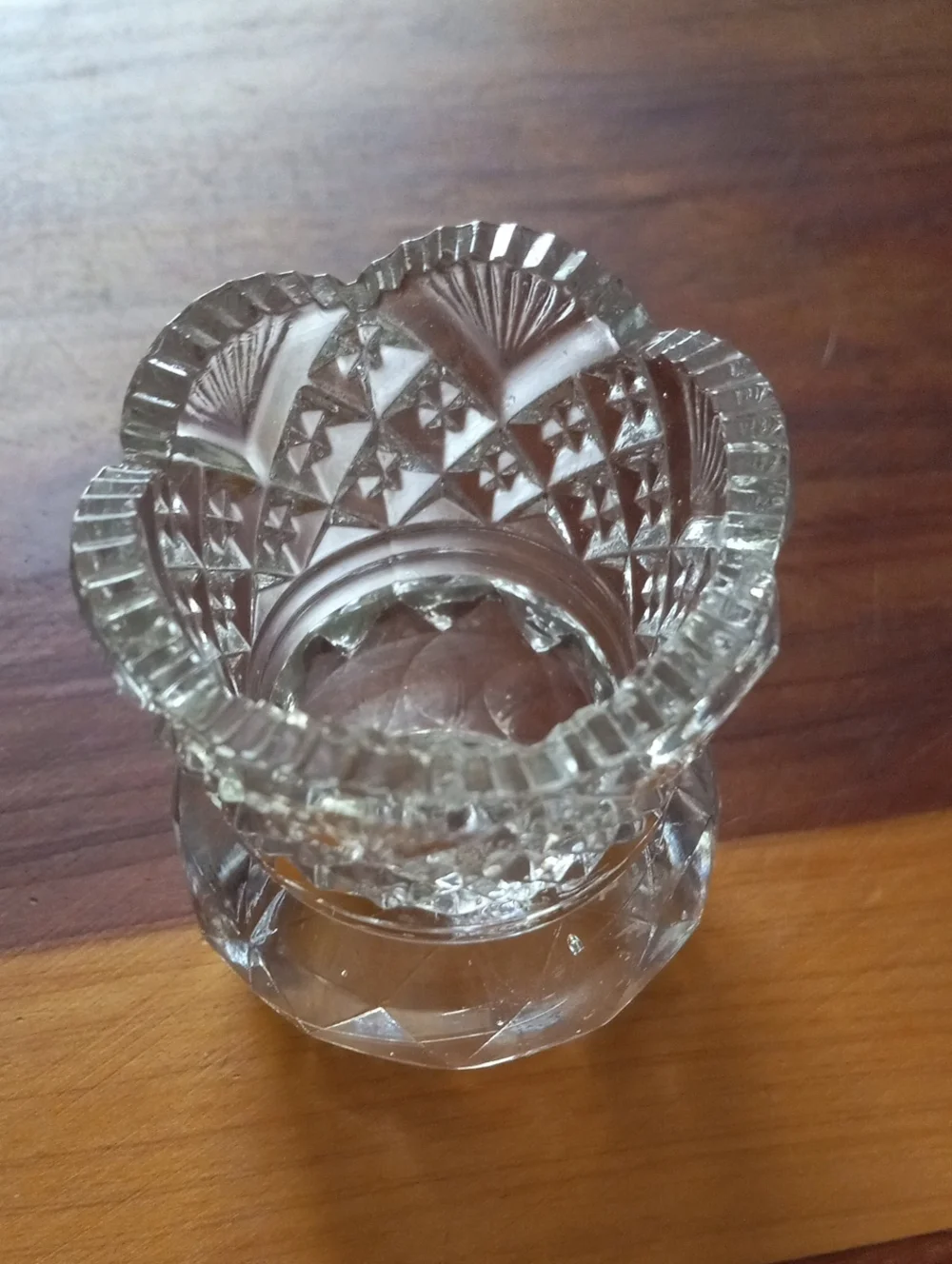 Cut Glass Toothpick Holder - Clear Pressed Glass